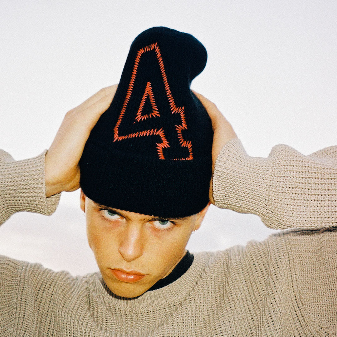 fourtwofour on fairfax armes aw18 embroidered four beanie