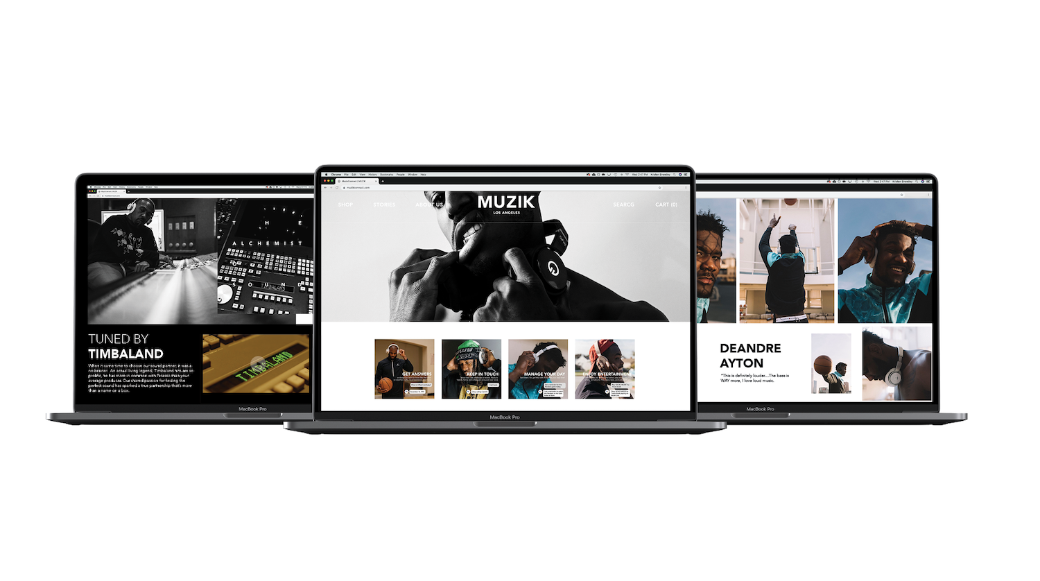 muzik connect website shopify mockup