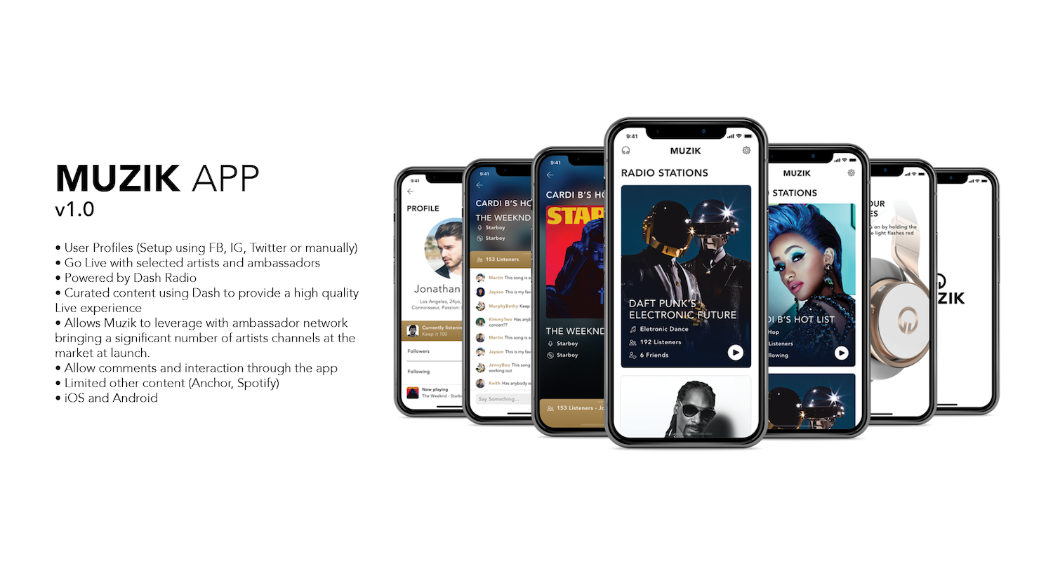 muzik app v1.0 mockups ui/ux