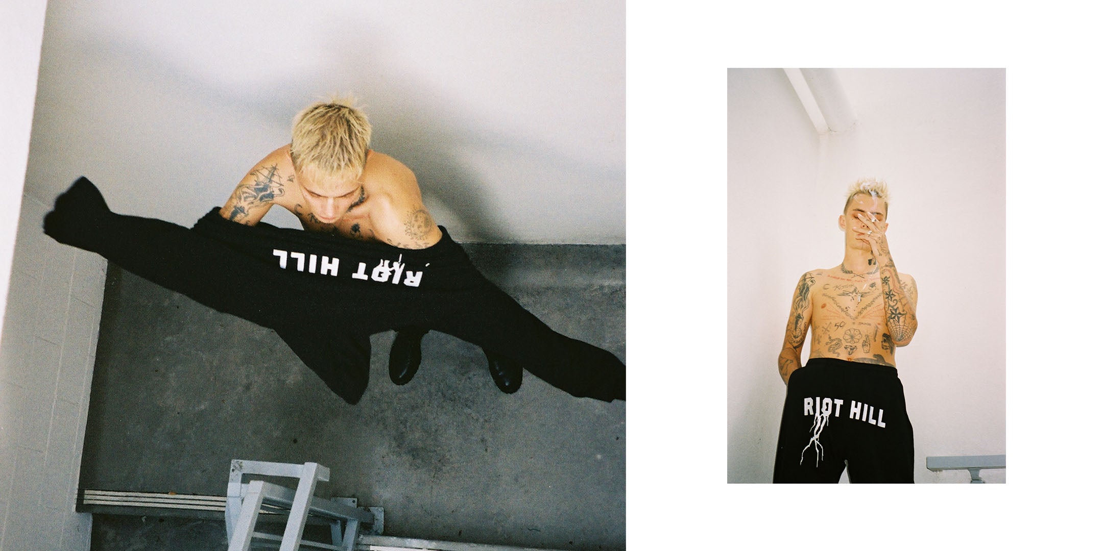 riot hill fw18 fashion punk subversive lookbook hoodie and sweatpants by kristen bromiley