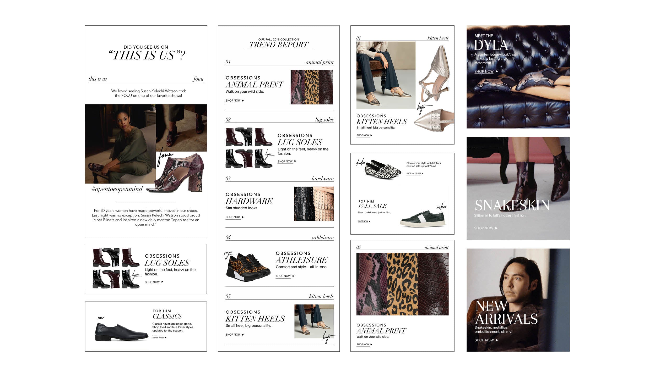 e-mail marketing newsletters for fashion footwear brand donald pliner