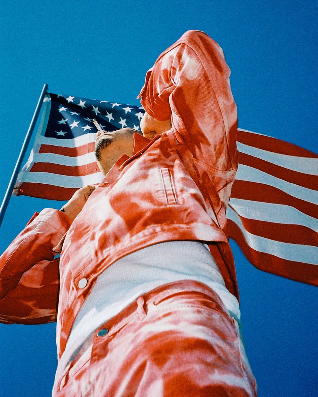 mitchell modes 424 tie dye jeans and jacket shot by kristen bromiley