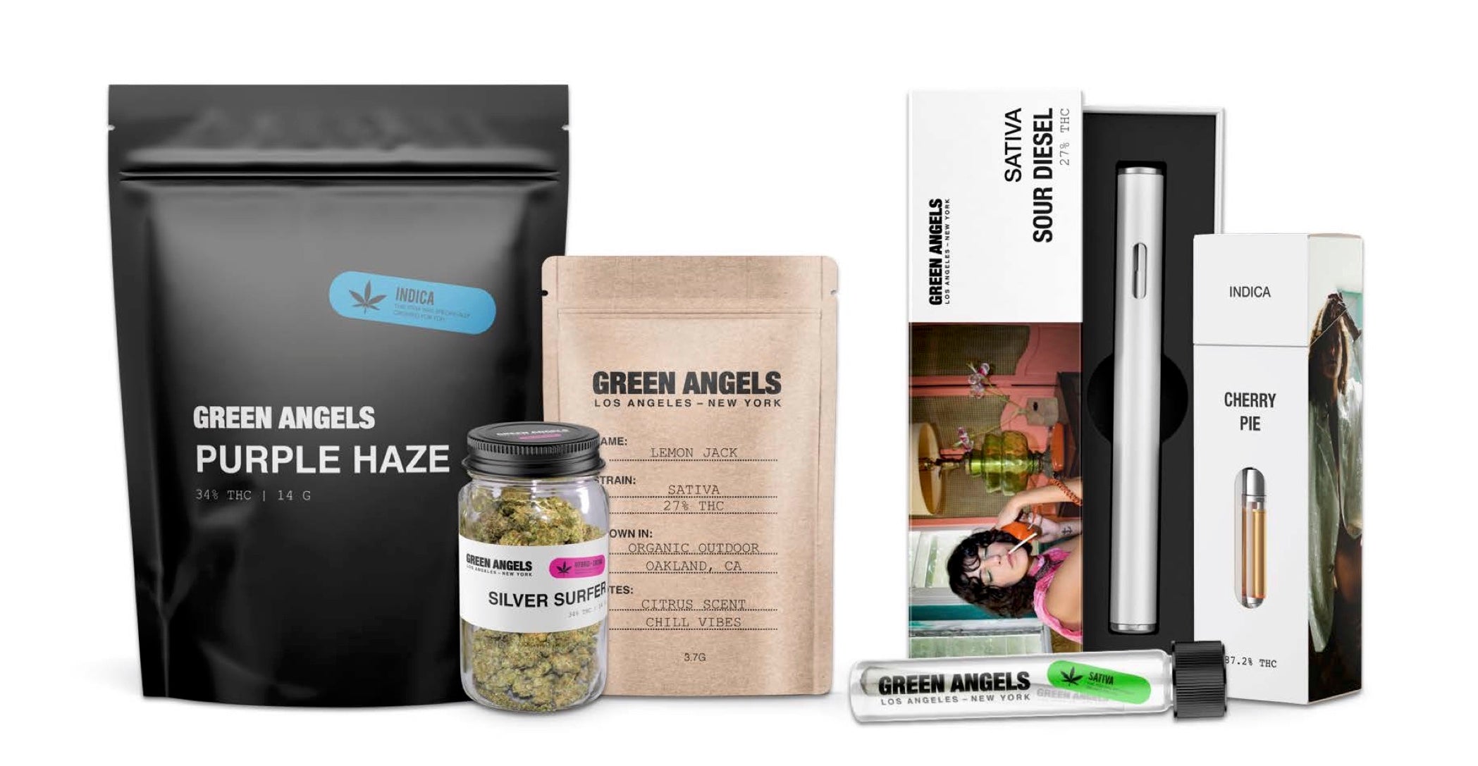 green angels packaging design cannabis dispensary